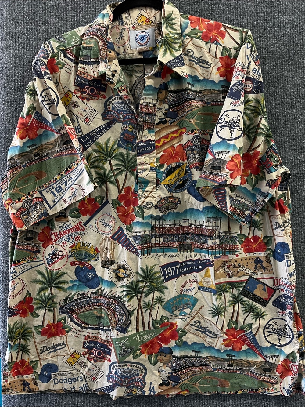 Reyn Spooner x LA Dodgers Exclusive Hawaiian 1/4 Button Up Shirt Men’s Size XXL
